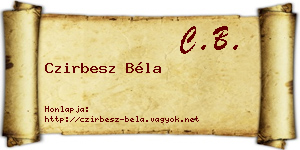 Czirbesz Béla névjegykártya